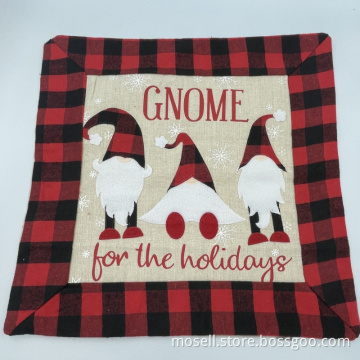 Checked Square Sofa Cushion Cover for Christmas
